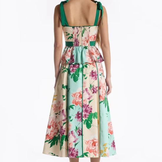 Young Ideas & Henmores - Nate Floral Tranquility Panelled Midi Skirt - Multi Tranquility - S