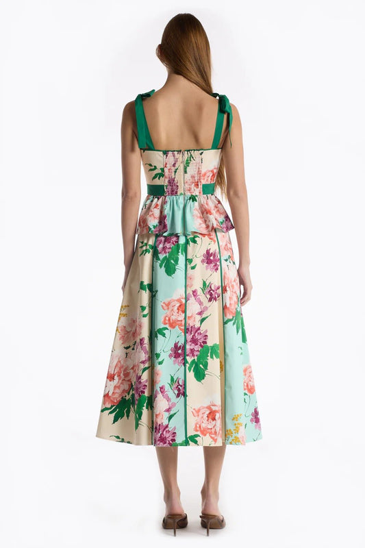 Young Ideas & Henmores - Nate Floral Tranquility Panelled Midi Skirt - Multi Tranquility - S