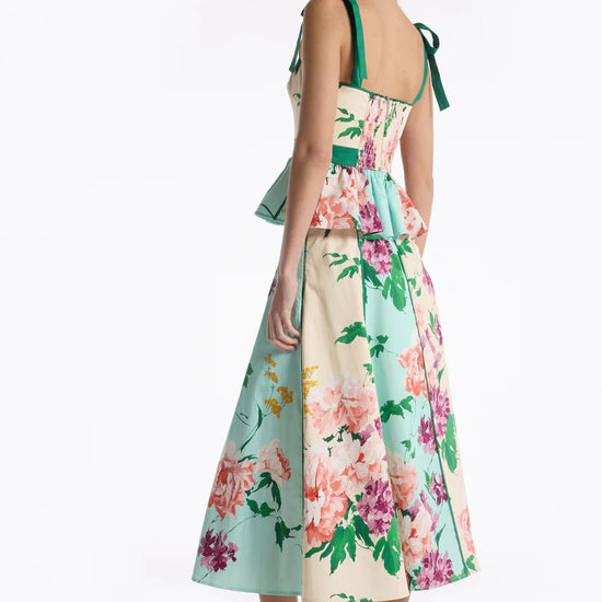 Young Ideas & Henmores - Nate Floral Tranquility Panelled Midi Skirt - Multi Tranquility - S