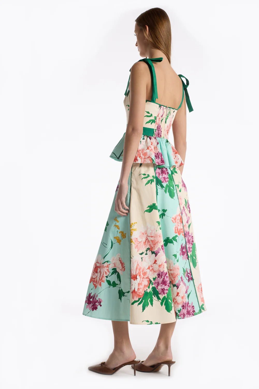Young Ideas & Henmores - Nate Floral Tranquility Panelled Midi Skirt - Multi Tranquility - S