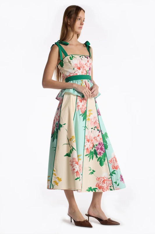 Young Ideas & Henmores - Nate Floral Tranquility Panelled Midi Skirt - Multi Tranquility - S