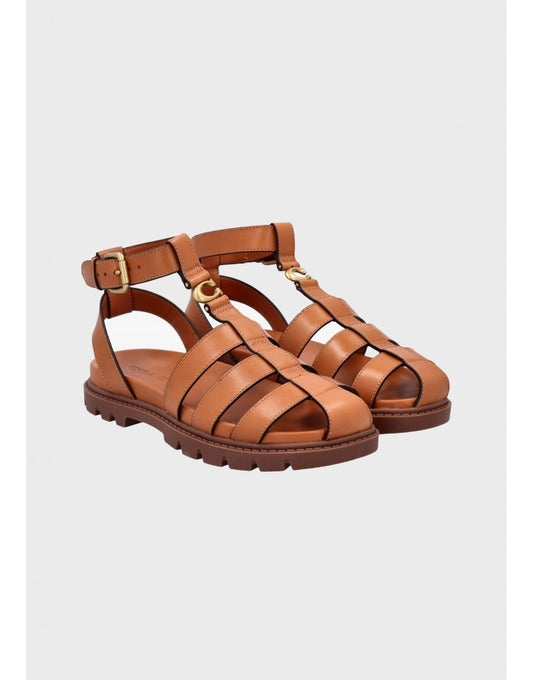 Young Ideas/Henmores - Leah Leather Fisherman Sandal - Cognac - 4