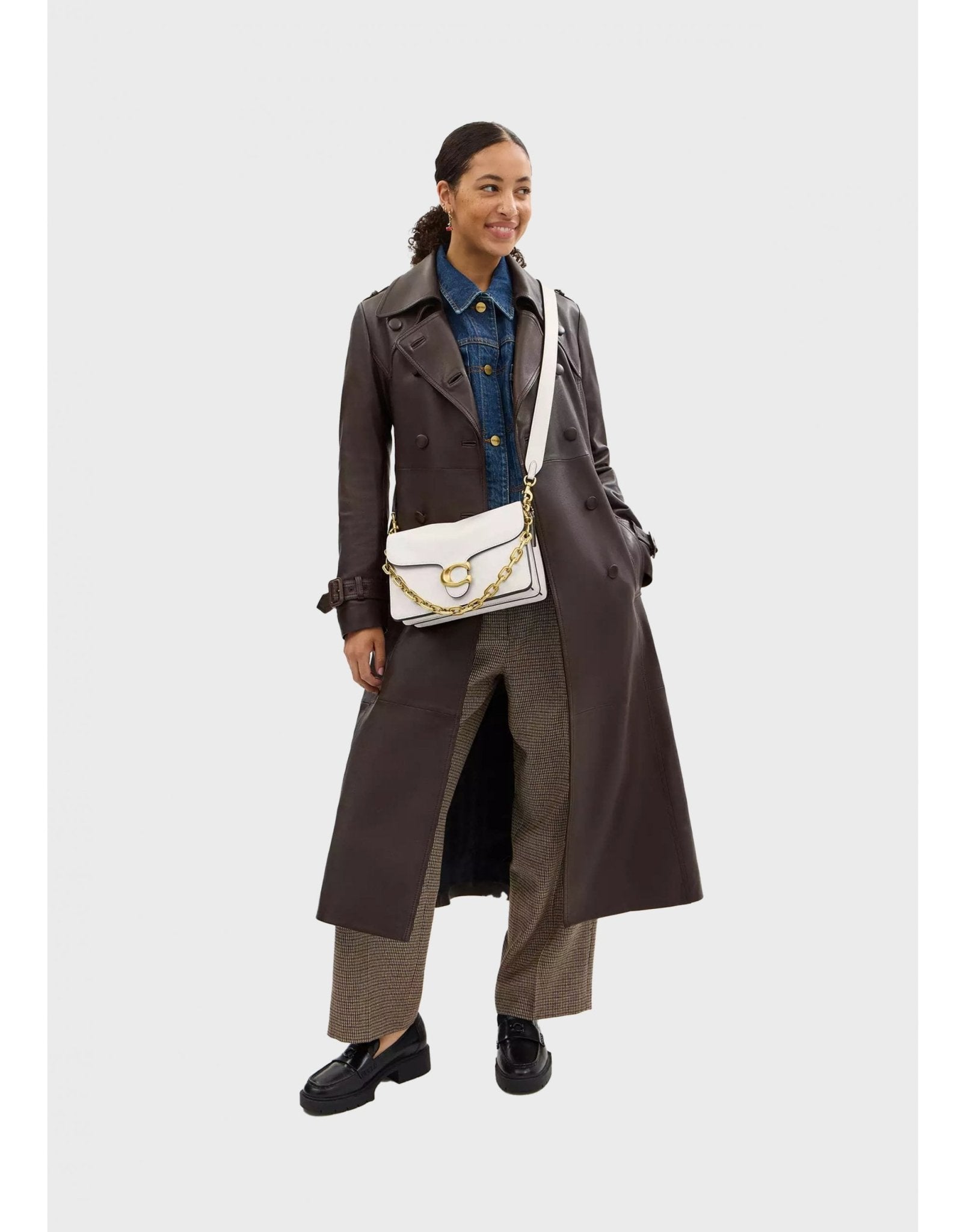 Young Ideas/Henmores - Leather Tabby Chained Shoulder Bag - Black - OS