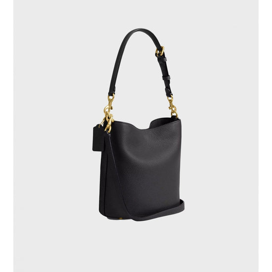 Young Ideas/Henmores - Willow Polished Pebble Leather Bucket Bag - Black - OS