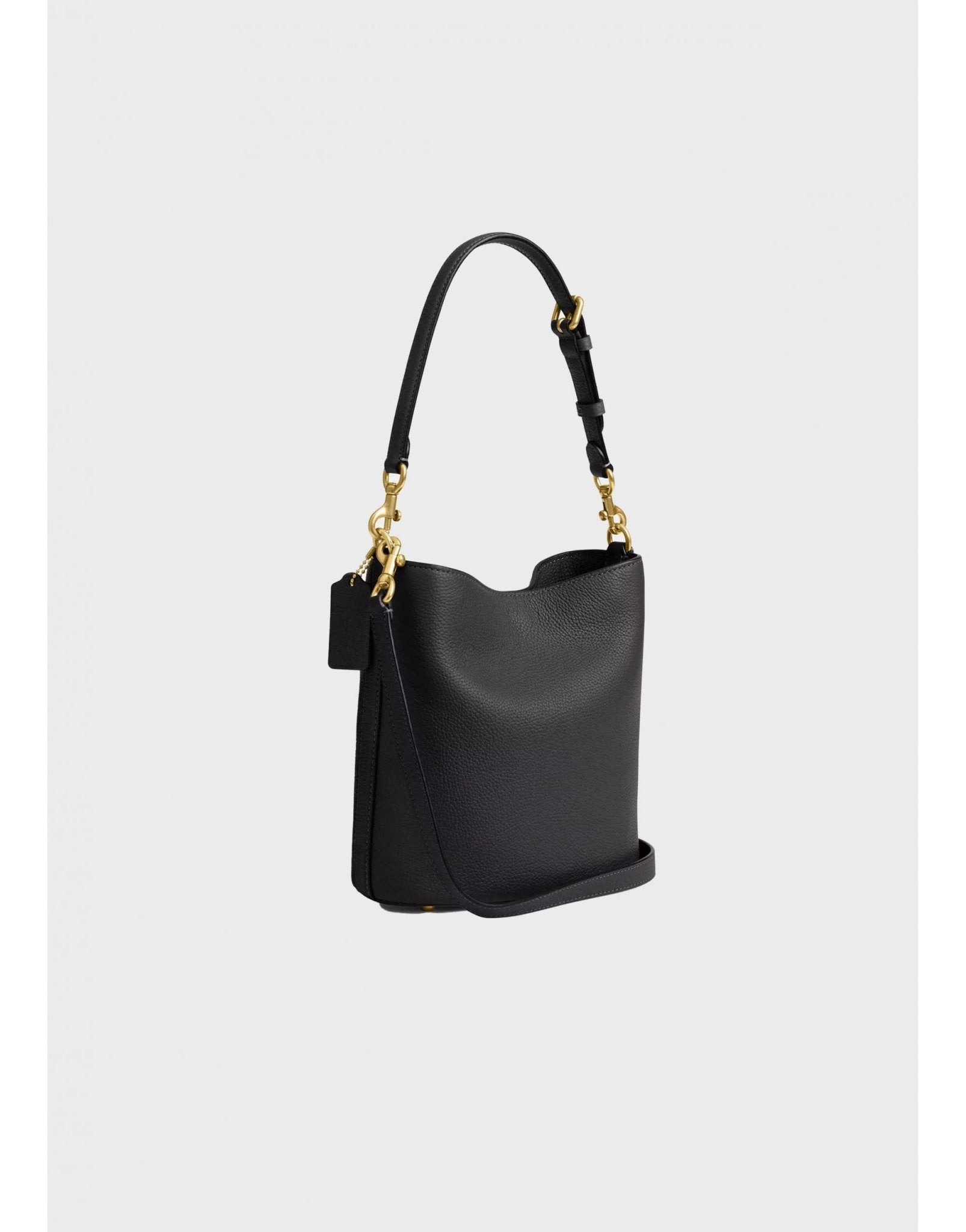 Young Ideas/Henmores - Willow Polished Pebble Leather Bucket Bag - Black - OS