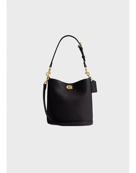 Young Ideas/Henmores - Willow Polished Pebble Leather Bucket Bag - Black - OS