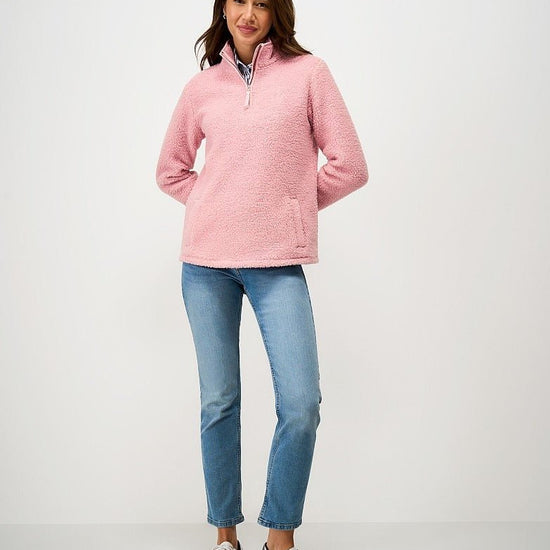 Young Ideas & Henmores -Borg Boucle Bonded Half Zip -Pink -8