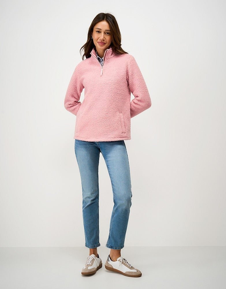 Young Ideas & Henmores -Borg Boucle Bonded Half Zip -Pink -8
