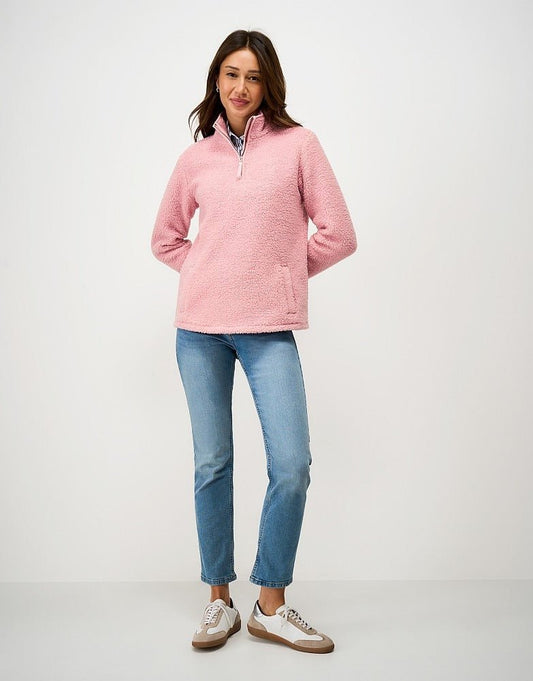 Young Ideas & Henmores -Borg Boucle Bonded Half Zip -Pink -8