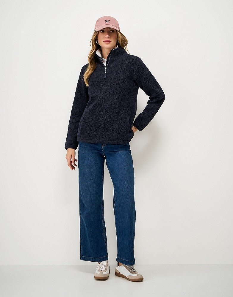 Young Ideas & Henmores -Borg Boucle Bonded Half Zip -Navy -8