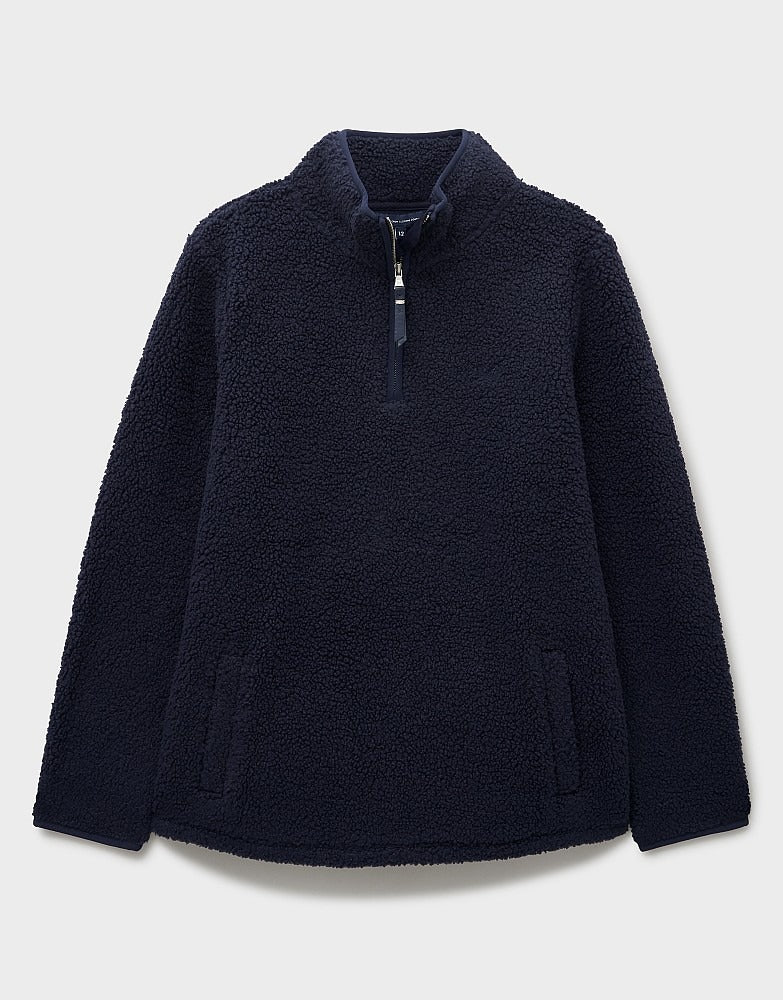 Young Ideas & Henmores -Borg Boucle Bonded Half Zip -Navy -8