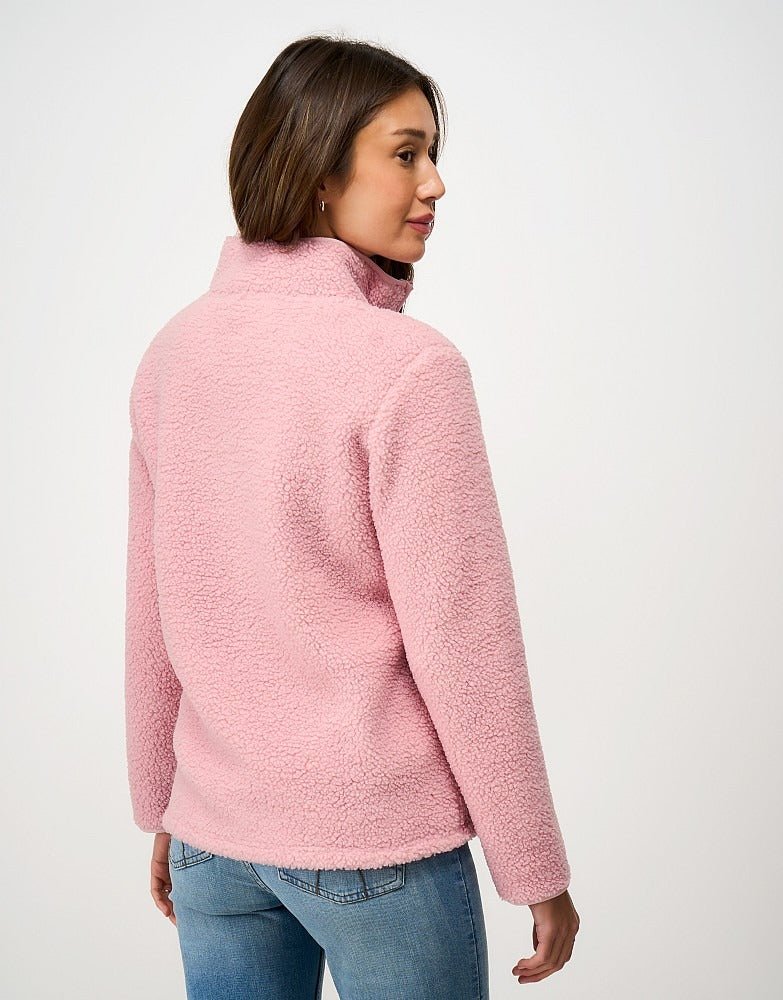 Young Ideas & Henmores -Borg Boucle Bonded Half Zip -Pink -8