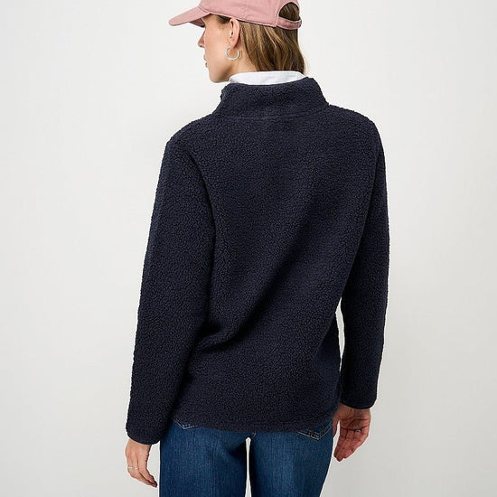 Young Ideas & Henmores -Borg Boucle Bonded Half Zip -Navy -8