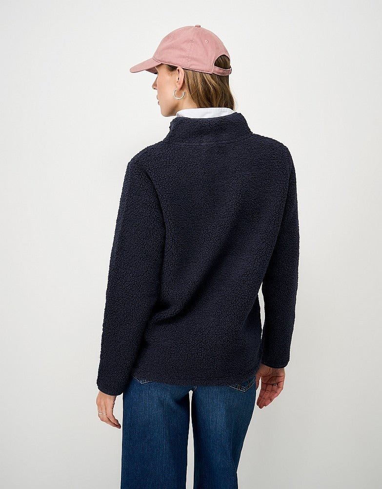 Young Ideas & Henmores -Borg Boucle Bonded Half Zip -Navy -8