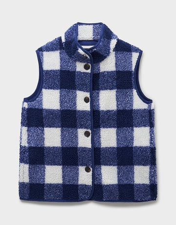 Young Ideas & Henmores - Borg Checked Gilet - Blue Check - 8