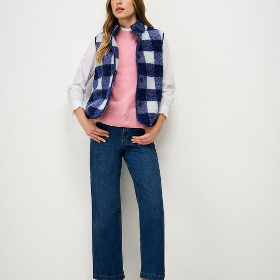 Young Ideas & Henmores - Borg Checked Gilet - Blue Check - 8