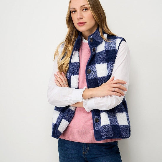 Young Ideas & Henmores - Borg Checked Gilet - Blue Check - 8