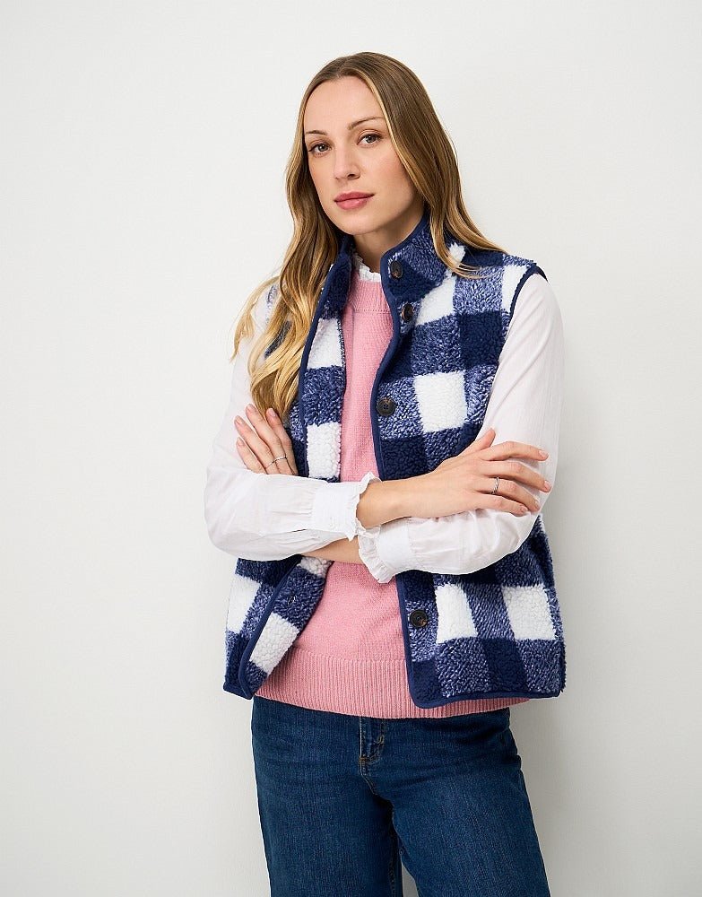 Young Ideas & Henmores - Borg Checked Gilet - Blue Check - 8