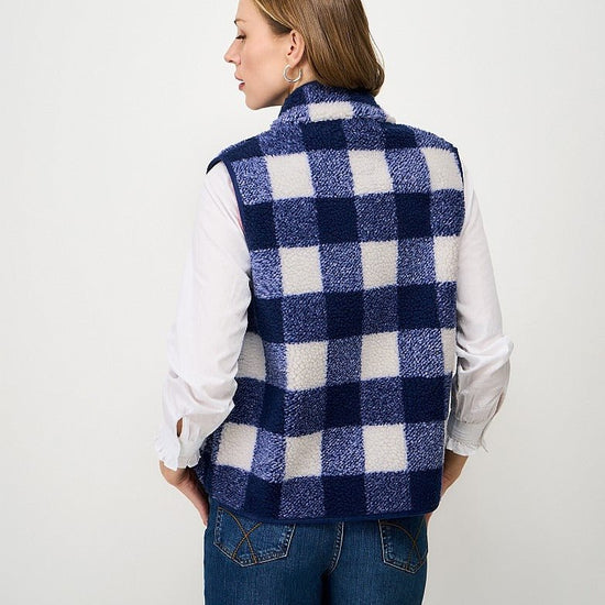 Young Ideas & Henmores - Borg Checked Gilet - Blue Check - 8
