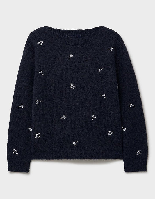 Young Ideas & Henmores - Embroidered Daisy Jumper - Navy - 8