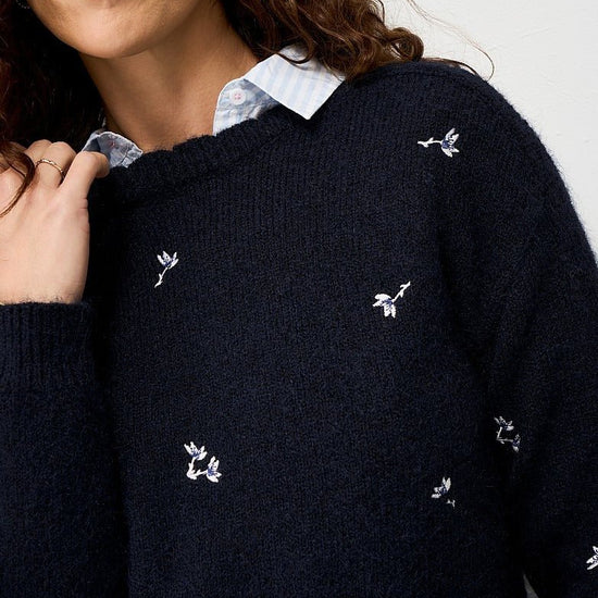 Young Ideas & Henmores - Embroidered Daisy Jumper - Navy - 8