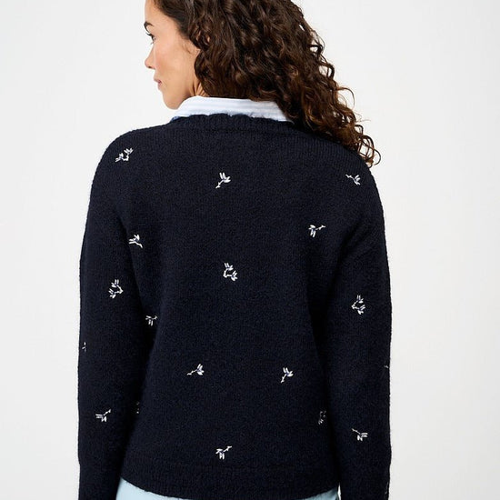 Young Ideas & Henmores - Embroidered Daisy Jumper - Navy - 8