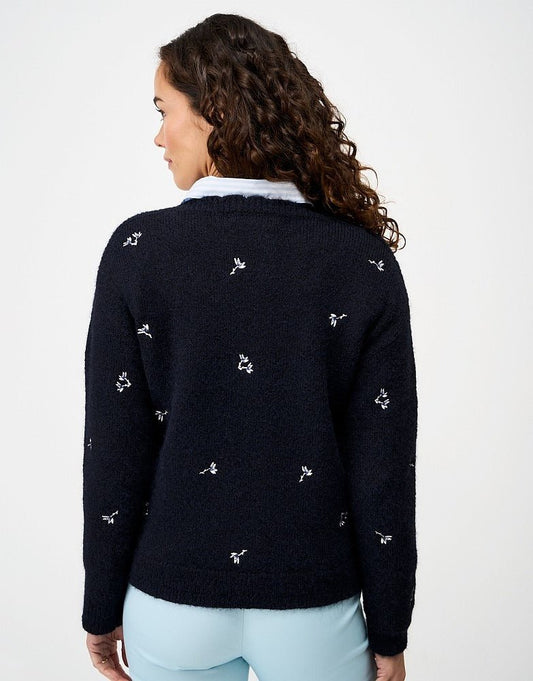 Young Ideas & Henmores - Embroidered Daisy Jumper - Navy - 8