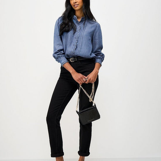 Young Ideas & Henmores - Emilia Chambray Frill Blouse - Chambray Solid - 8