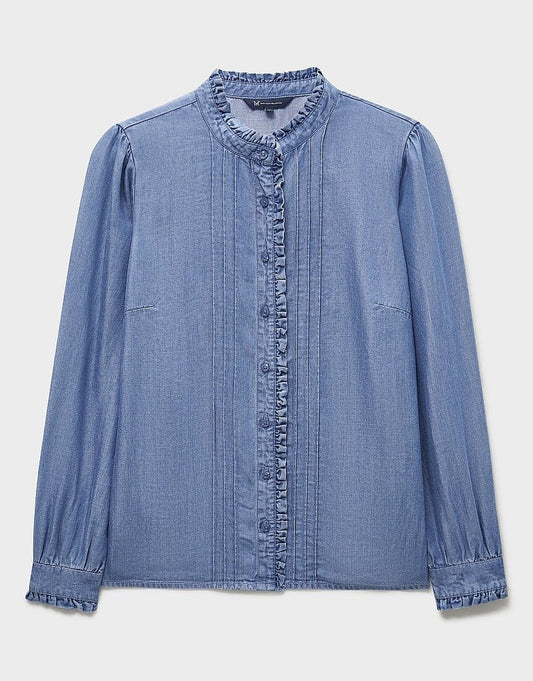 Young Ideas & Henmores - Emilia Chambray Frill Blouse - Chambray Solid - 8