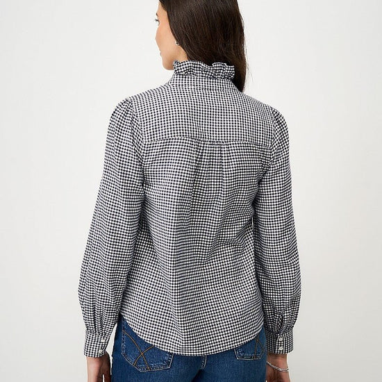 Young Ideas & Henmores - Harmony Frill Flannel Blouse - Navy Gingham - 8