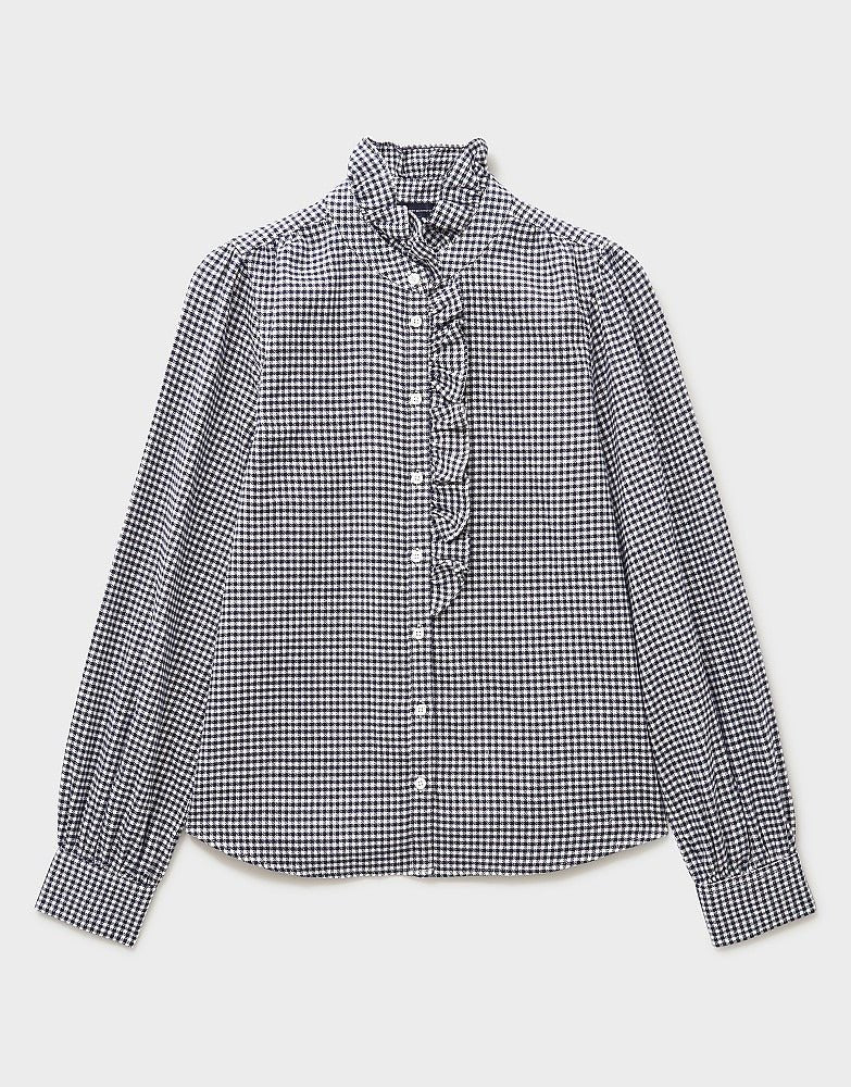 Young Ideas & Henmores - Harmony Frill Flannel Blouse - Navy Gingham - 8