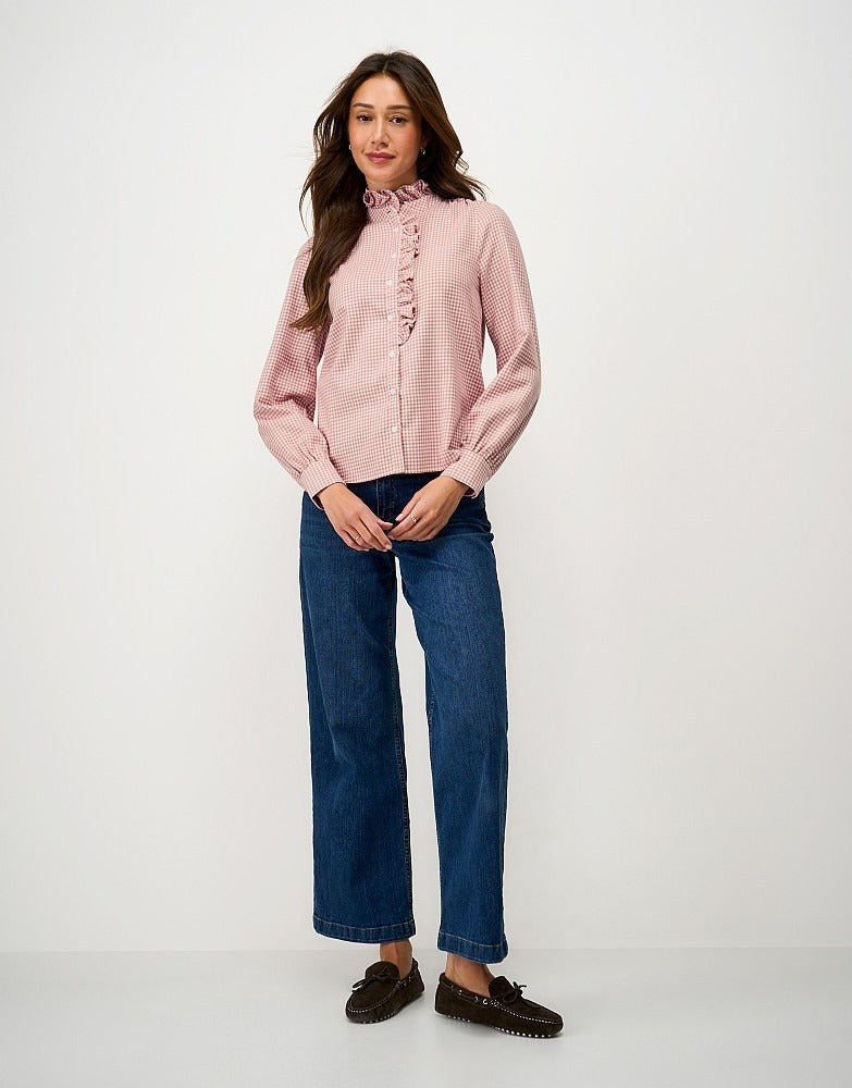 Young Ideas & Henmores - Harmony Frill Flannel Blouse - Navy Gingham - 8