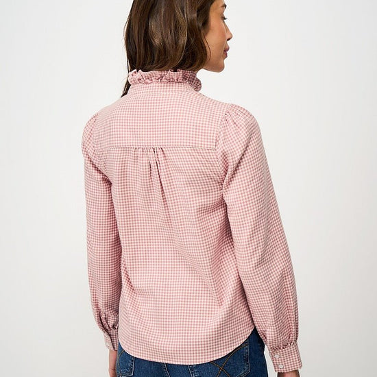 Young Ideas & Henmores - Harmony Frill Flannel Blouse - Navy Gingham - 8