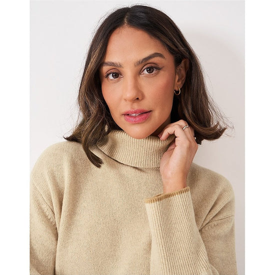 Young Ideas/Henmores - Harmony Saddle Shoulder Funnel Neck Jumper - Grey/Navy Stripe - 8