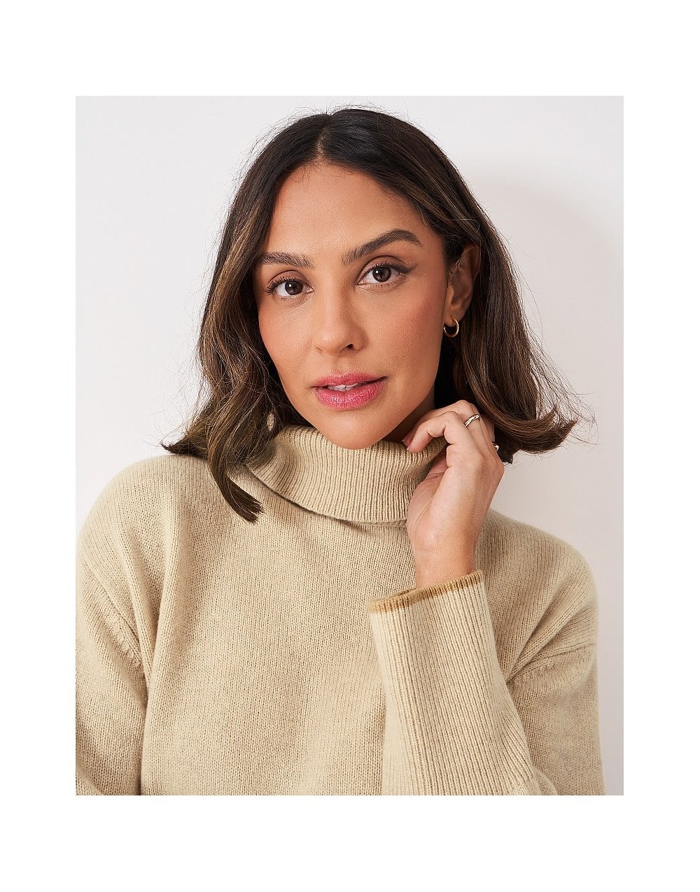 Young Ideas/Henmores - Harmony Saddle Shoulder Funnel Neck Jumper - Grey/Navy Stripe - 8