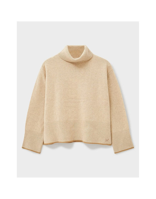 Young Ideas/Henmores - Harmony Saddle Shoulder Funnel Neck Jumper - Grey/Navy Stripe - 8