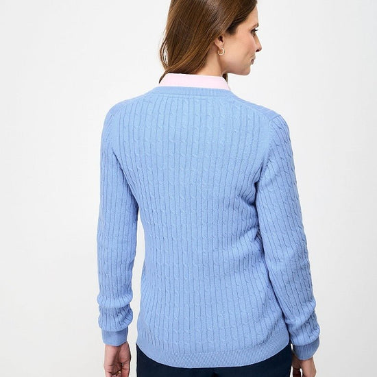Young Ideas & Henmores - Heritage Cable V Neck - Little Boy Blue - 8