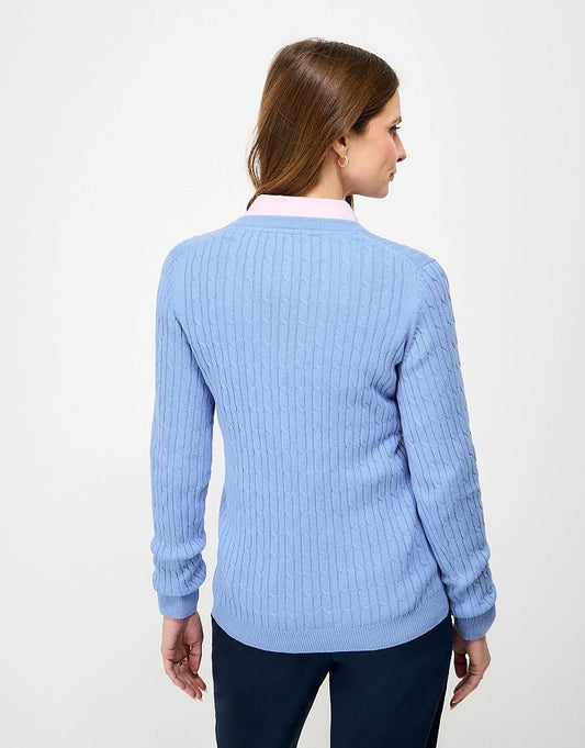 Young Ideas & Henmores - Heritage Cable V Neck - Little Boy Blue - 8