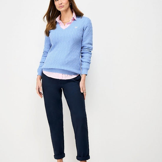 Young Ideas & Henmores - Heritage Cable V Neck - Little Boy Blue - 8