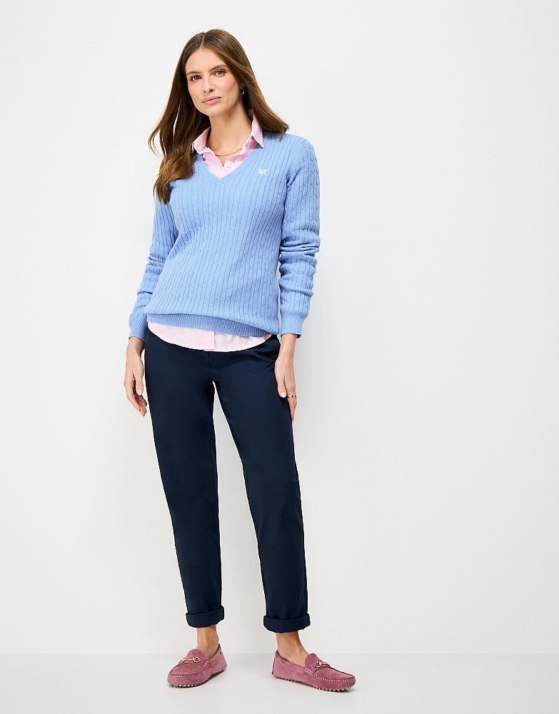 Young Ideas & Henmores - Heritage Cable V Neck - Little Boy Blue - 8