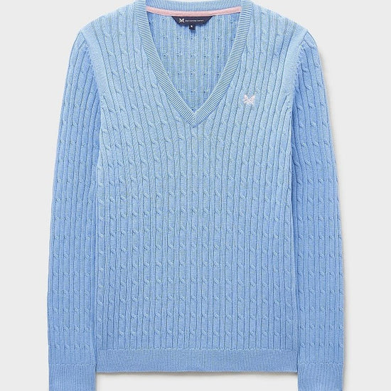 Young Ideas & Henmores - Heritage Cable V Neck - Little Boy Blue - 8