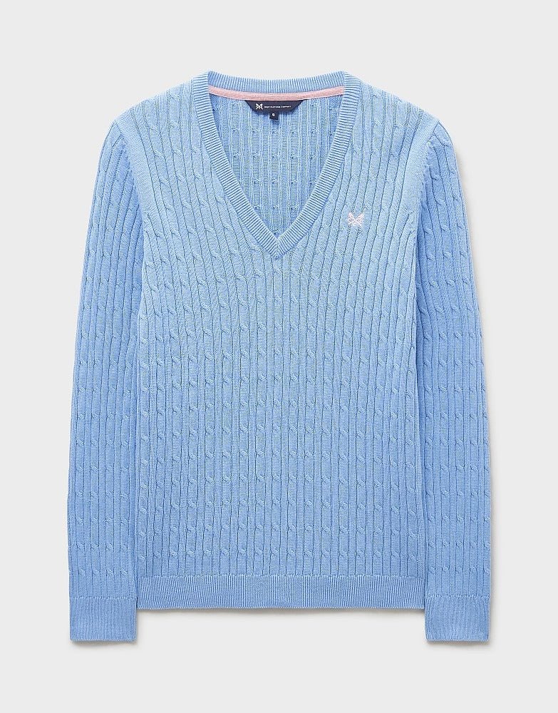 Young Ideas & Henmores - Heritage Cable V Neck - Little Boy Blue - 8