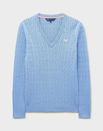Young Ideas & Henmores - Heritage Cable V Neck - Little Boy Blue - 8