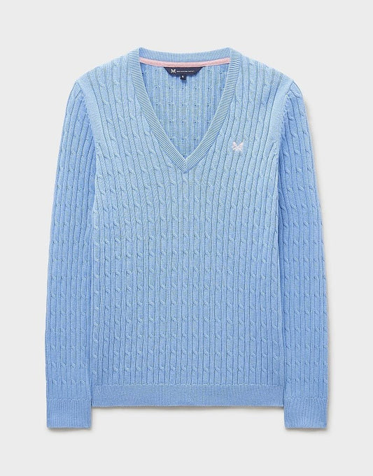 Young Ideas & Henmores - Heritage Cable V Neck - Little Boy Blue - 8