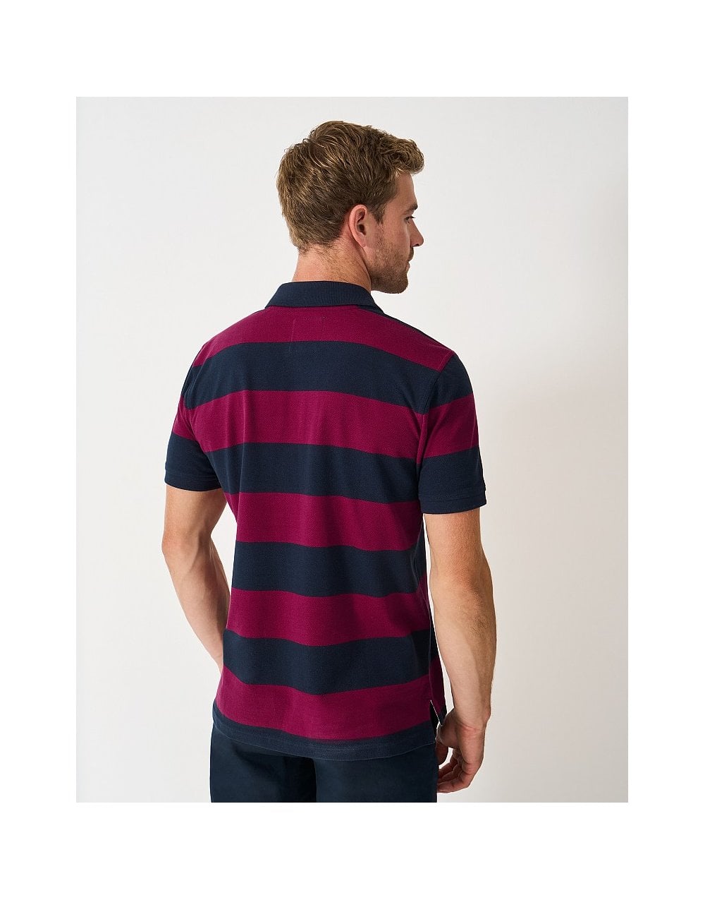Young Ideas/Henmores - Heritage Rugby Stripe Polo - Beetroot Red/Navy - S