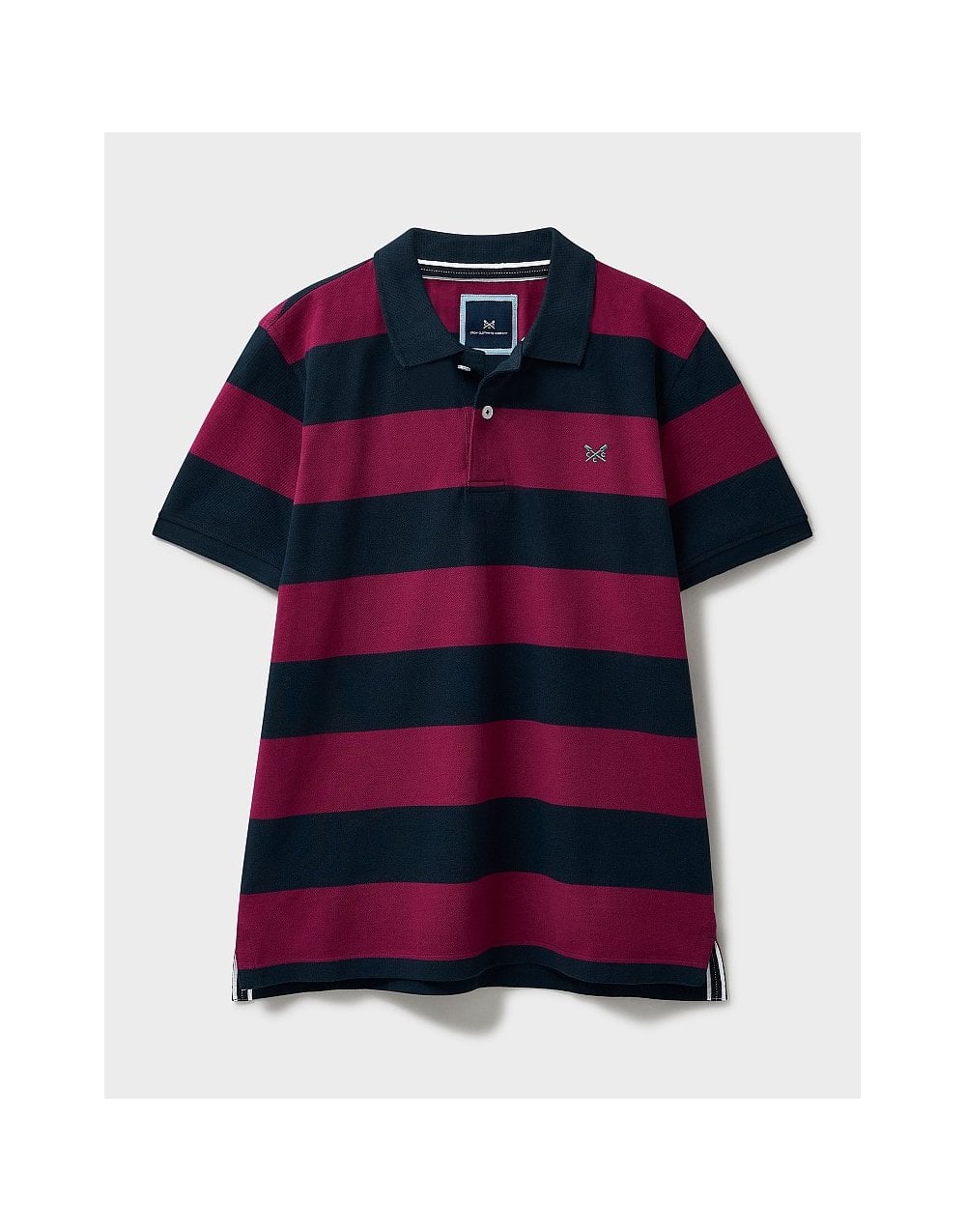 Young Ideas/Henmores - Heritage Rugby Stripe Polo - Beetroot Red/Navy - S