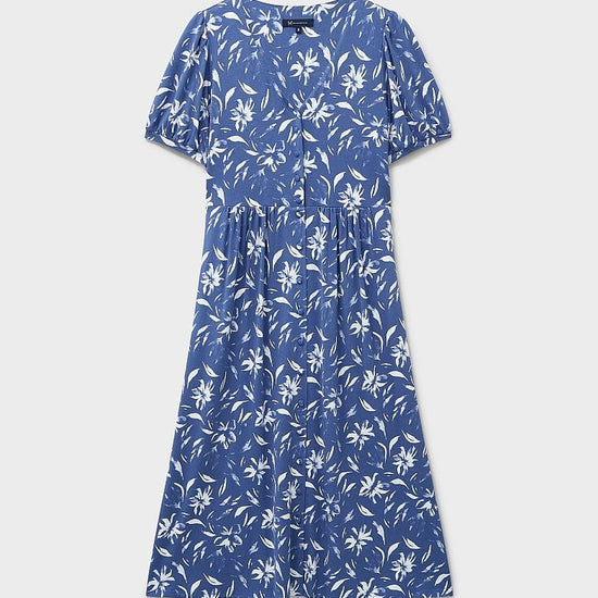 Young Ideas & Henmores - Kiki Button Jersey Dress - Dutch Blue Floral - 8