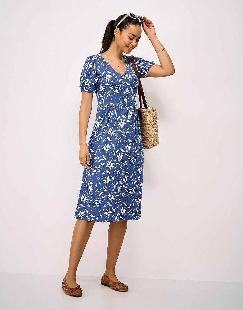 Young Ideas & Henmores - Kiki Button Jersey Dress - Dutch Blue Floral - 8