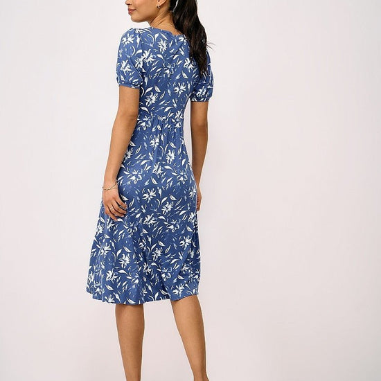 Young Ideas & Henmores - Kiki Button Jersey Dress - Dutch Blue Floral - 8