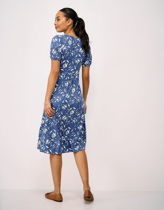 Young Ideas & Henmores - Kiki Button Jersey Dress - Dutch Blue Floral - 8